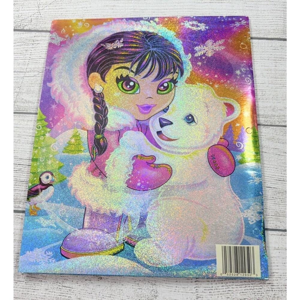 Lisa Frank Vintage ANANA Eskimo and Polar Bear Penguin Two Pocket Glitter Folder - Picture 2 of 3